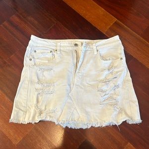 White distressed American Eagle Jean skirt size 12
